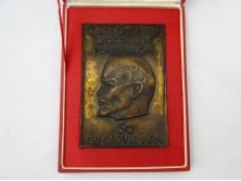 Jelzett Lenin rézplakett emlékplakett 8x12 cm