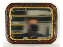 Antik fafaragásos biedermeier metszett tükör 26 x 32 cm
