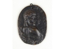 Antik kisméretű ovális alakú görög bronz relief 6 cm