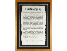 Monarchia korabeli német nyelvű katonai hirdetmény 1859