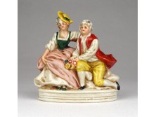 Barokk főúri pár jelzett német porcelán 7.5 cm