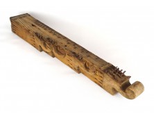Antik népi hangszer 16 húros csikófejes faragott citera 87 cm