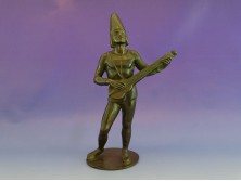 Régi bronz szobor udvari zenész 26 cm