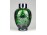 Régi osztrák ezüstözött zöld üveg váza ibolyaváza 10 cm