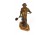 Régi fémöntő munkás bronz szobor talapzaton 28 cm