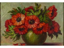 Magyar festő XX. század : Asztali pipacsos virágcsendélet