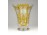 Régi borostyánsárgára színezett csiszolt kristály váza 14 cm