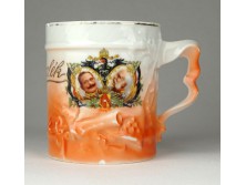 Antik I. világháborús II. Wilhelm - I. Ferencz József porcelán bögre 1914-15