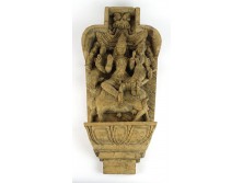 Hatalmas keleti indiai hindu fafaragás Nandi bikán ülő Siva és Párvati 49 x 24.3 cm