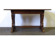 Antik nagyméretű faragott fiókos tölgyfa asztal íróasztal 78 x 150 cm