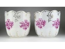 Nagyméretű Hollóházi porcelán kaspó pár