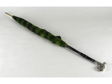 Régi ezüst nyelű zöld esernyő sétabot 85 cm