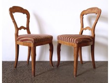 Antik intarziás Biedermeier támlás szék pár