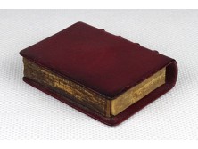Antik bőrkötésű könyv alakú gyufásdoboz minikönyv forma TŰZ