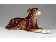 Régi porcelán agár kutya szobor 15 cm
