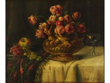 Sajó S. Géza : Rózsás asztali csendélet