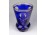 Antik csiszolt fújt üveg kék cseh Bieder pohár 10.5 cm