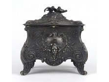 Antik jelzett madaras barokk osztrák spiáter bonbonier ~1890
