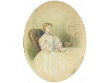 XIX. századi magyar festő : Kisasszony portré  A SZÉPMŰVÉSZETI MÚZEUM BÍRÁLATI CIMKE