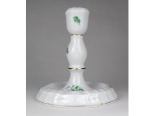 Zöld virágmintás Herendi porcelán gyertyatartó 15 cm