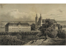Ludwig Rohbock (1820-1883) : "A püspök palotája Nagyváradon" antik acélmetszet