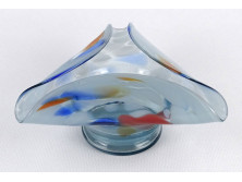 Régi hibátlan muránói jellegű művészi fújt üveg hamutál 7 x 15 cm
