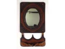 Iparművészeti simontornyai bőrdíszműves tükör 78.5 x 45 cm