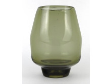Művészi mid century füstüveg váza 18 cm
