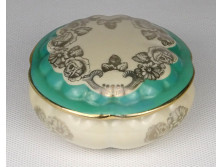 Oscar Schlegelmilch aranyozott zöld színű porcelán bonbonier