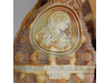 Régi XIII. Leó pápa csiszolt csiga emléktárgy Mária portréval