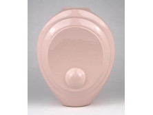 Formatervezett jelzett púder színű porcelán váza stúdió váza 21.5 cm