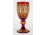Gyönyörű nagyméretű antik talpas bíborpálcolt Biedermeier üveg kupa 20.5 cm