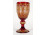Gyönyörű nagyméretű antik talpas bíborpálcolt Biedermeier üveg kupa 20.5 cm