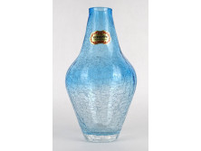 Jelzett német Craquette fátyolüveg váza 20.5 cm