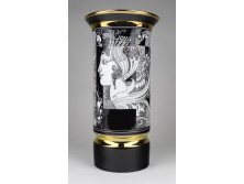 Szász Endre "Napfény" mintás Hollóházi porcelán váza 26 cm