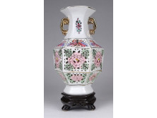 Áttört díszes Kínai porcelán váza 17 cm