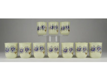 Vajszínű búzavirág mintás Zsolnay porcelán pohár készlet 10 darab
