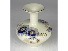Vajszínű búzavirágos Zsolnay porcelán váza díszváza 8 cm