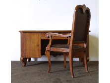 Antik neobarokk íróasztal karfás székkel