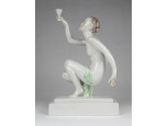 Régi hibátlan Herendi porcelán térdelő olimpikon 23 cm