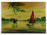 Régi festett vietnámi kép táblakép 25 x 35 cm