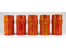 Mid century narancs mázas retro kerámia pohár készlet 5 darab