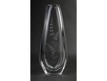Gyöngyvirág díszes fújt üveg váza 25 cm