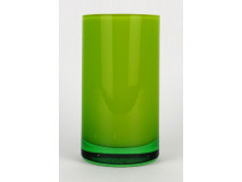 Régi zöld fújt skandináv üveg váza 15 cm