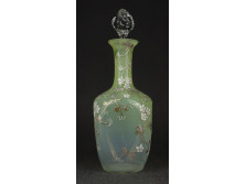 Antik fújt festett dugós üveg 24 cm