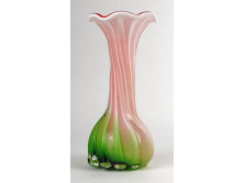 Antik trikoloros fújt üveg váza 15.5 cm