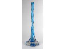Antik színezett kék Moser üveg váza szálváza 28.5 cm