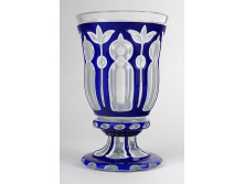 Antik talpas Biedermeier überfangos üveg pohár üveg kupa 13.5 cm