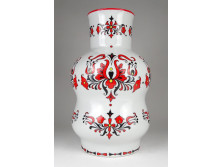 Nagyméretű népi motívumos Zsolnay porcelán váza 30 cm