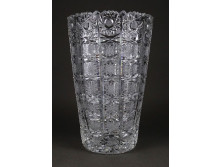 Jelzett vastagfalú nagyméretű kristály váza 21.5 cm
